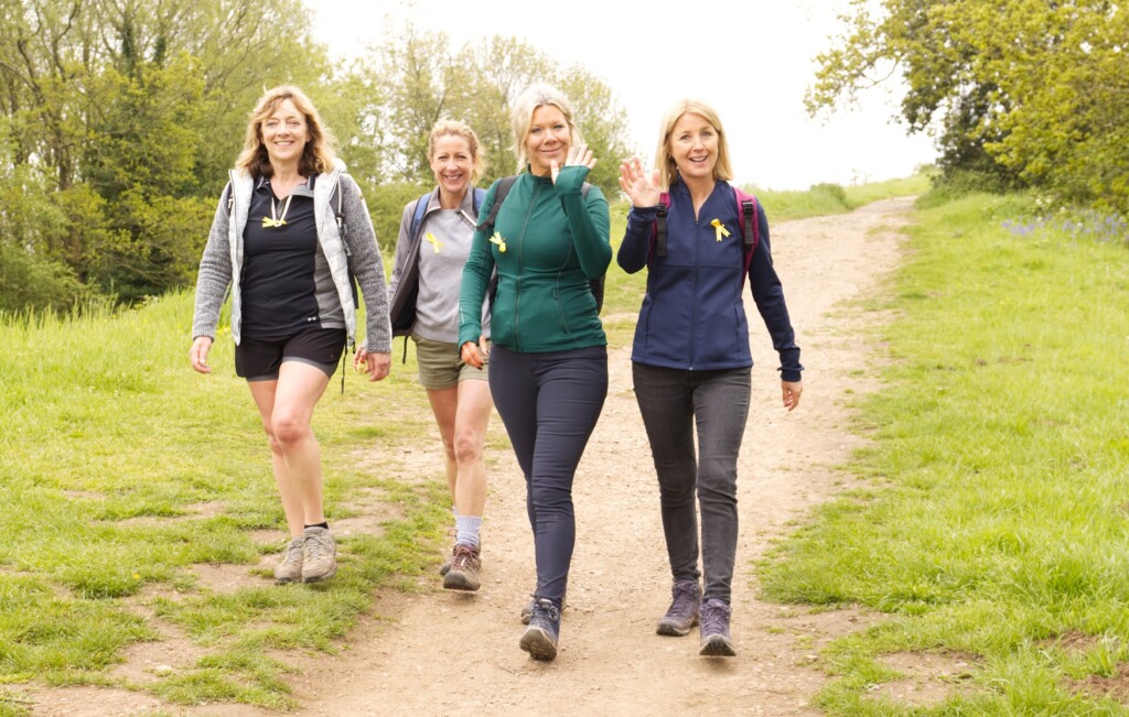 Four people taking part in the Malvern Hills Walk