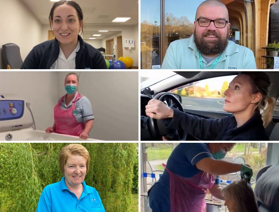 A collage of six images showing members of hospice clinical staff.