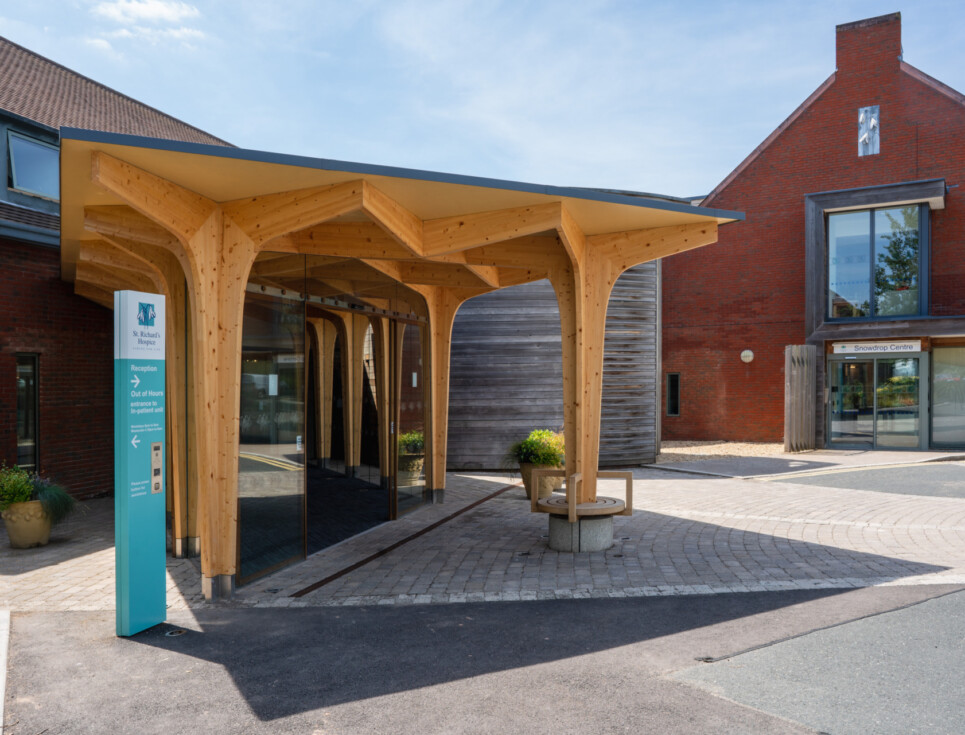 The front entrance walkway to St Richard's Hospice.