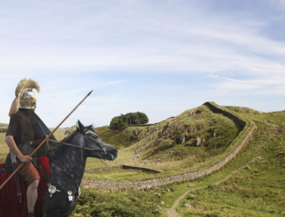 A roman on horse back at Hadrian's Wall